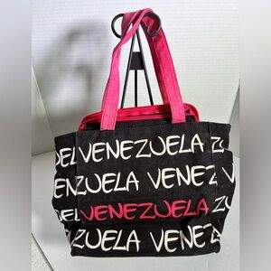 Robin Ruth Venezuela Black and Pink Tote Bag